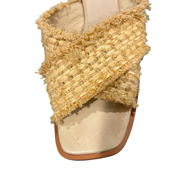 Ana Palma Made in Spain Woven Kitten Heel Sandal Neutral Designer Size 38 US 7 - Picture 3 of 6